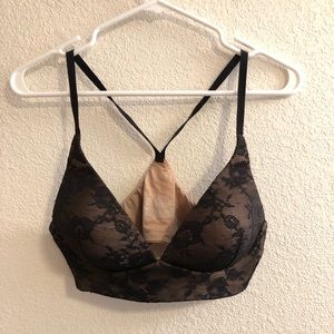 Body by Victoria Black Lace Bra Size 36B  Wireless Pull Over Style